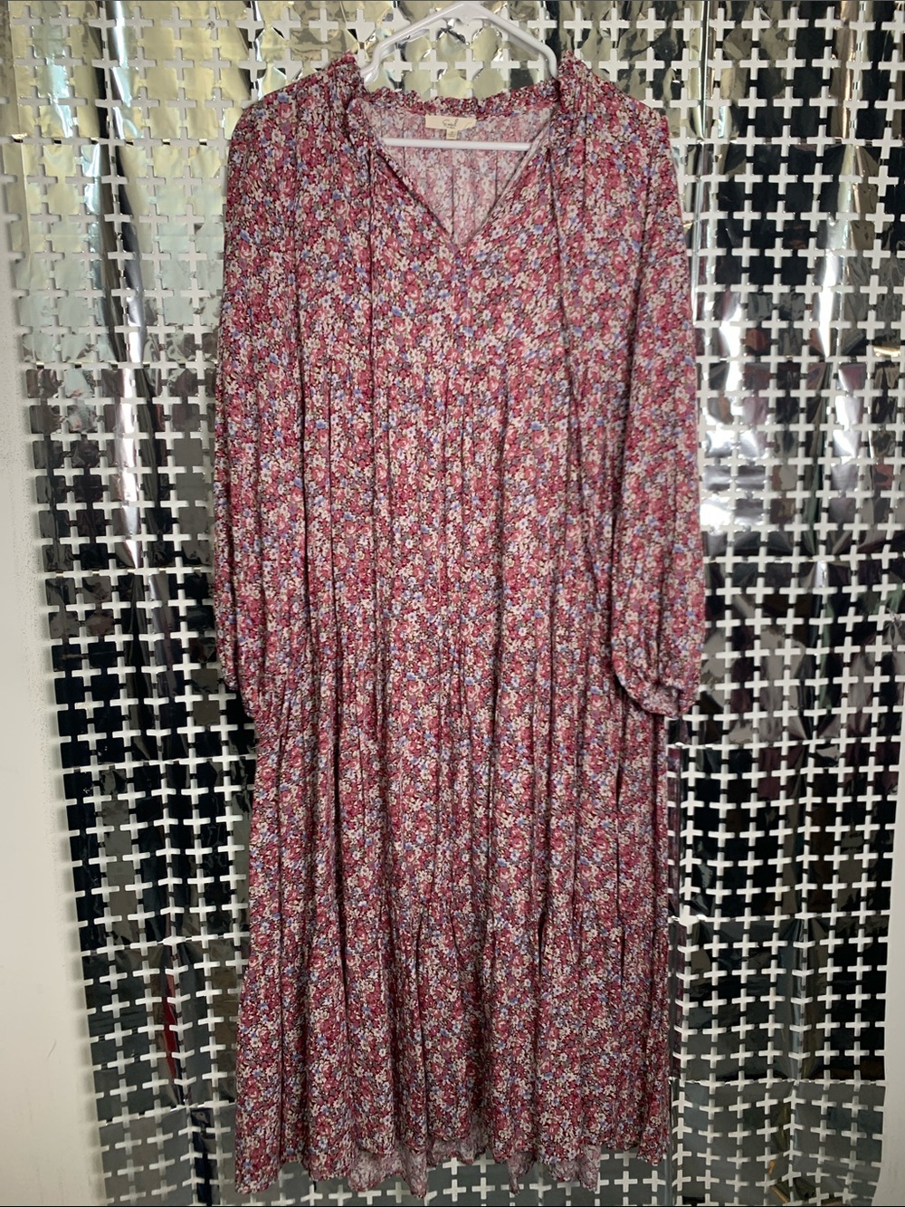 easel Rose Floral Maxi Dress with V-Neck
